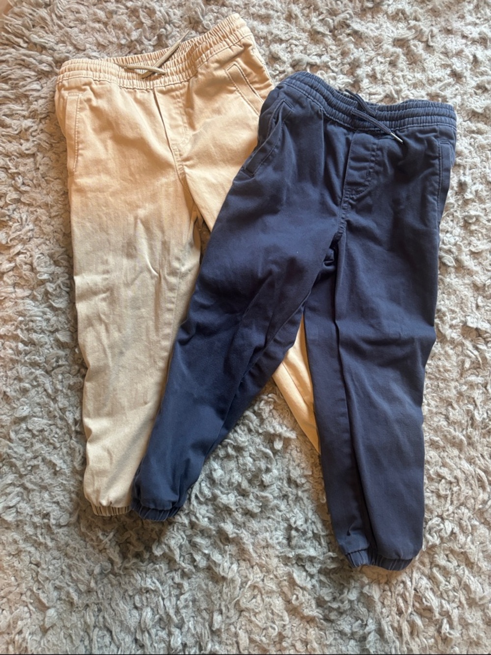 Kids Jogger Pants - Navy and Tan - Comfortable Everyday Bottoms